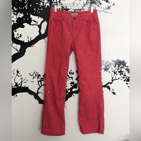 LL Bean Orange Cordoroy Mallard Duck Pants - Picture 1 of 4